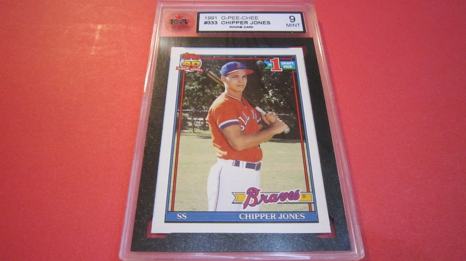 1991 O-PEE-CHEE Chipper Jones HOF ROOKIE RC #333 KSA 9 MINT - Image 1 of 4