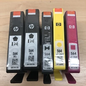 5 SEALED  HP 564 INKJET CARTRIDGES 2 Black XL Black Photo Yellow Magenta New Exp - Picture 1 of 4