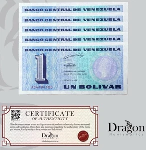 Venezuela UNC Banconota 1 Bolivar Bs Ottobre 1989 5 PZ P-68 "Tinoquito" USA VENDITORE - Foto 1 di 3