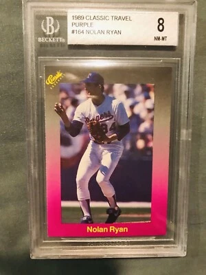 1989 Classic II Travel Purple NOLAN RYAN #164 Rangers HOF BGS 8. - Image 1 of 2