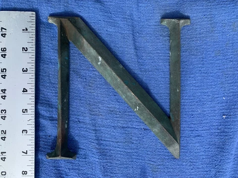 Antique Architectural Building Salvage Bronze Letter "N” “your  Initial" Cover