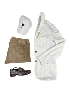 Capobianco Blazer Men's  Pattern Single Breasted Jacket White Xl Kiton,Isaia