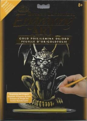Engraving Art Kit Gold Foil Lion Gargoyle 8"x10" & Tool Royal Langnickel New - image 1 of 3