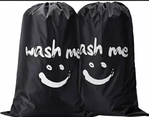 Bolsa de lavandería Wash Me 2 paquetes 28x40 pulgadas resistente a rasgaduras y desgarros negro y gris - Imagen 1 de 1