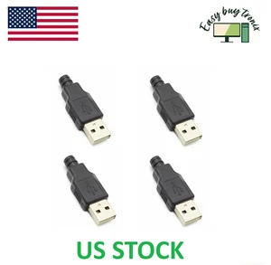 12pcs USB 2.0 Type A Male 4 Pin Plug Socket Connector with Black Plastic Cover - Picture 1 of 3