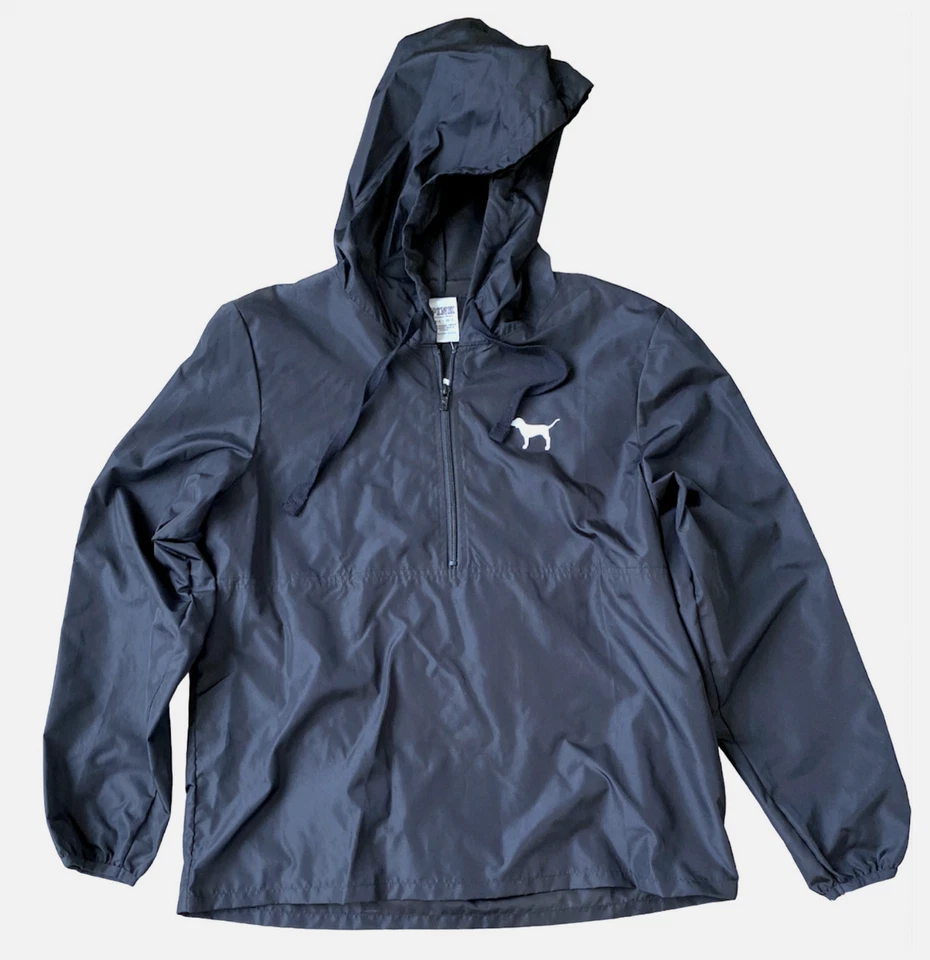 PINK VICTORIA'S SECRET BLACK LOGO LIGHTWEIGHT 1/4 ZIP ANORAK PULLOVER JACKET XS - Image 1 of 1