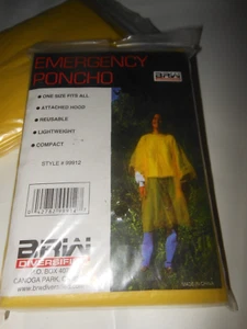 2 Disposable Adult Emergency Waterproof Rain Coat Poncho yellow - Picture 1 of 3