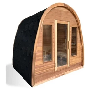 6 Person Outdoor Barrel Steam Sauna Spa Traditional Wet Dry Canadian Cedar NEW - Picture 1 of 7