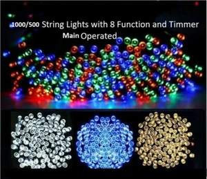 LED Saite 4 Farben Lichter Weihnachtsbaum, Hochzeit Timer Hauptbetrieb 500/1000 - Bild 1 von 8