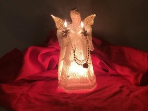 Vtg 10-1/2" Lighted Porcelain Angel Christmas Tree Topper or Table Top In Box - Picture 1 of 4