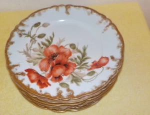7 antike Haviland Limoges & Co H&C L 19. handbemalte Teller, verschiedene Szenen - Bild 1 von 15