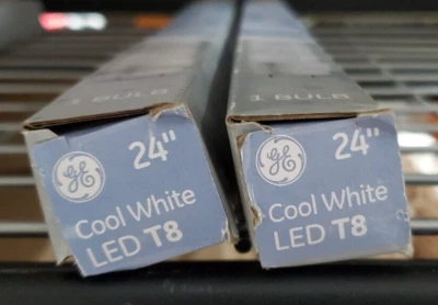 24inch Cool White T8 LED Tube Bulbs GE EQ Linear 17-Watt *2PACK* - Image 1 of 4