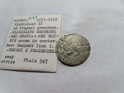 K93 HRE Bohemia Wladislaus II (1471-1516) AR Praguer Groschen Weak Strike - Image 1 of 2