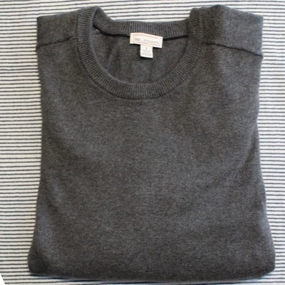 Suéter Gap $98 Pequeño Gris Algodón Cachemira Cuello Redondo Clásico Tejido Fino Foto 1 de 4