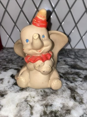 Vtg Rare  DELL Dumbo 5" Rubber Squeak Toy Figure Walt Disney Productions 1960’s - Image 1 of 4