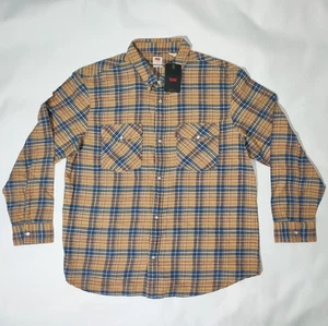 Levi's Men's Western Shirt Pearl Snap Relaxed Fit Gold Stitch Plaid Size XL New - Picture 1 of 8