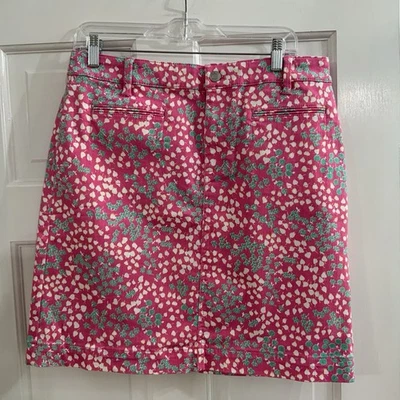 Falda Talbots Talla 10 Línea A Denim Rosa Estampado Floral Preppy Clásica Nueva con etiquetas Foto 1 de 4