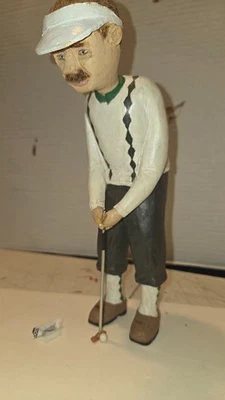 Antiguo golfista de madera tallada a mano de arte popular americano Foto 1 de 4