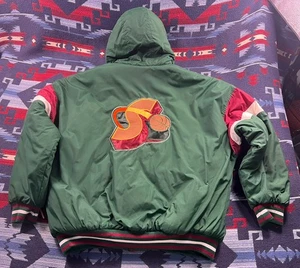 Vintage 90s NBA Seattle Super Sonics Starter Puffer Full Zip Jacket Coat Mens XL - Bild 1 von 20