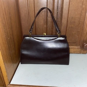 GOLD-CREST Leathergoods Simulated Leather Black Handbag GENUINE 1950's VINTAGE - Picture 1 of 14
