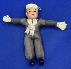 Vtg 7.5" Navy Doll Sailor Straw Body 1940's Made In Japan - Picture 1 of 12
