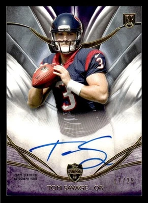 2014 TOPPS SUPREME TOM SAVAGE SRA-TS AUTOGRAPH RC VIOLET 17/25 HOUSTON TEXANS - Image 1 of 2