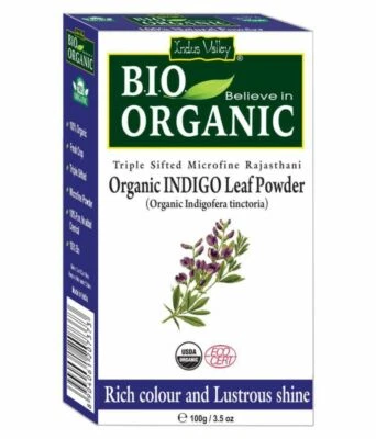 Indus Valley Bio Organic Herbal Indigo Powder Hair Color Henna (100gm x 2 Pack) - Image 1 of 3