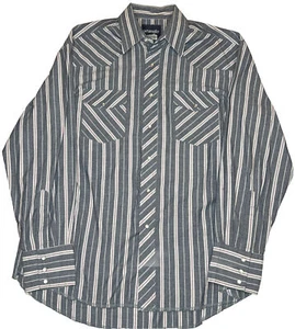 Camisa Wrangler Vintage Manga Larga Perla A Presión Western Rayas Para Hombre Talla 16.5X35 - Imagen 1 de 7