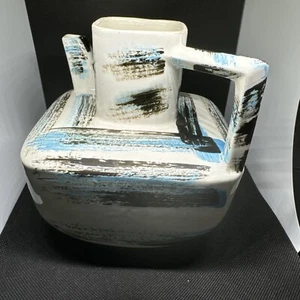 Pitcher Ceramic Blue Black and White Unique Teapot missing lid - Picture 1 of 6