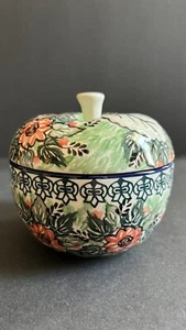 Polish Pottery Apple Baker  Boleslawiec Unikat K. Dacyszyn 1528 Stoneware - Picture 1 of 8