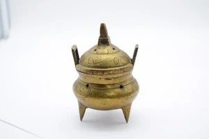 Vintage Antique Bronze/Brass Tripod Incense Burner Censer Qing Dynasty Chinese - Picture 1 of 5