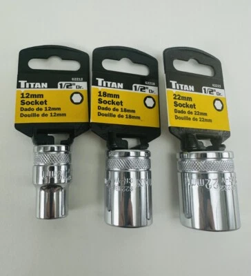 Titan INDIVIDUAL 1/2” Drive Shallow Metric Socket Choose From 10mm - 32mm - Image 1 of 3