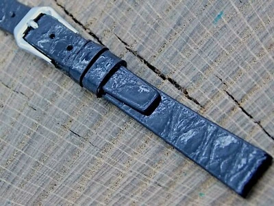 Correa de reloj Stylecraft vintage de cocodrilo negro sin usar hebilla tono plata 10 mm NOS Foto 1 de 4