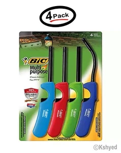 (4 Pack) BIC Multi-Purpose Lighters, 3 Classic Design & 1 Flex Wand Design - New - Picture 1 of 9