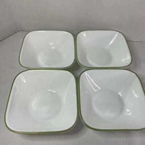 Lot 4 Corelle Coordinates 6.5" Cereal Bowl Square Bamboo Leaf Pattern Set - Picture 1 of 10