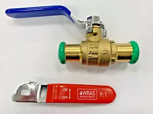 EP M PROFILE 15mm PRESS FIT LEVER BALL VALVE WITH RED & BLUE HANDLES - Picture 1 of 4
