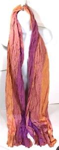 VINTAGE PURPLE/PEACH CRIMPED SCARF SHAWL 24x92 SC88CR G4 - Picture 1 of 6