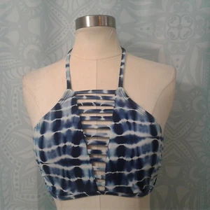 Women's No Boundaries Blue Halter Bikini Padded Swimsuit Top Small - Picture 1 of 7