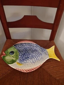 Vintage Portuguese Ceramic fish plate. Portugal platter 13 1/2" - Picture 1 of 6
