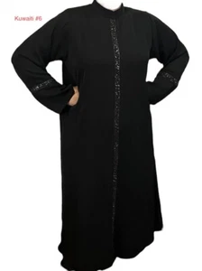 Women Kuwaiti Black Abaya Jilbab Kaftan Long Muslim Dress Ramadan Jalabia D#6 - Picture 1 of 2