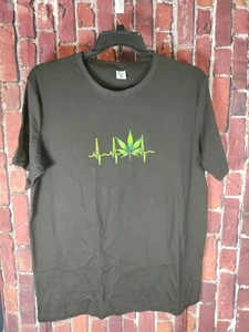 Marijuana Leaf and Heartbeat T-Shirt - Picture 1 of 6