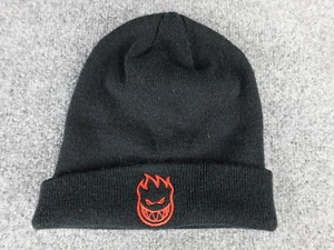 Spitfire Bighead Flame Logo Beanie Black Red Embroidered Knit Cuffed Hat Skatebo - Picture 1 of 3