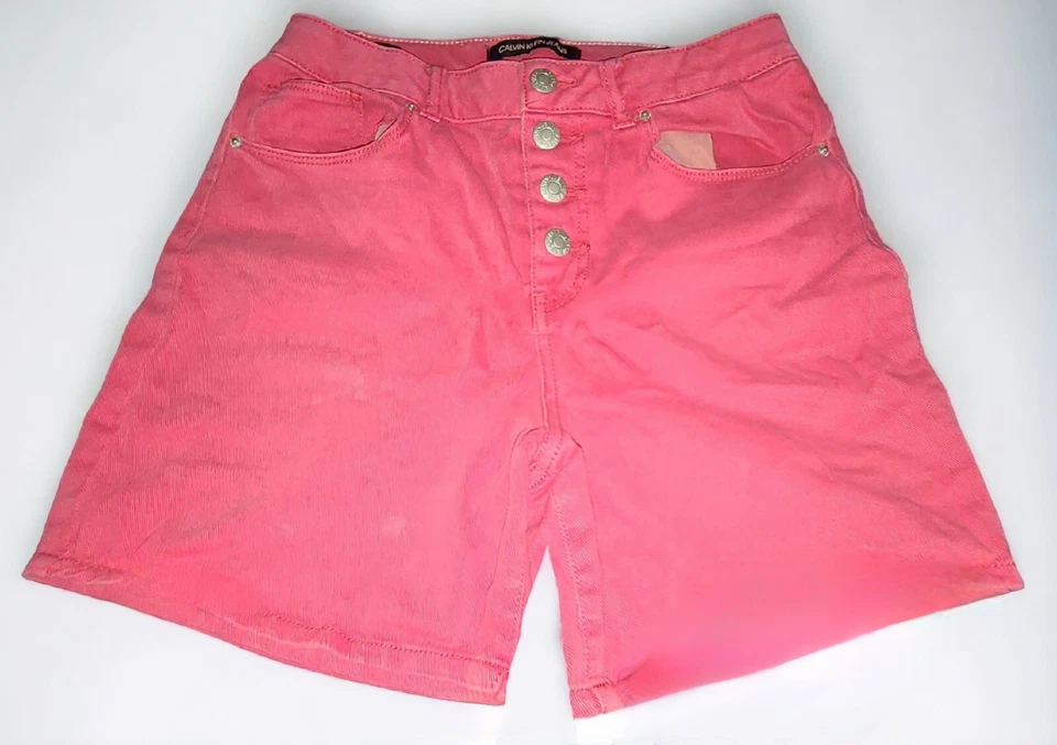 Calvin Klein Shorts Womens 14 Pink Bermuda Cotton Regular Fit Button Fly - Image 1 of 4