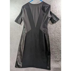 Rag & Bone Dress Womens Size 2 Black Short Sleeve Mini V-Neck Lamb Leather - Picture 1 of 6