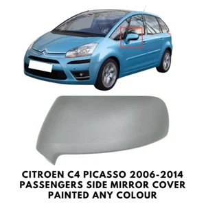 Door Wing Mirror Cover Painted For Citroen C4 Picasso 2006-2014 Passengers Side - Picture 1 of 4