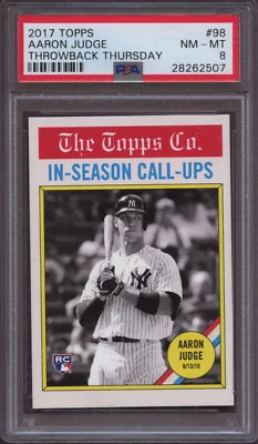 2017 Topps Throwback Thursday 98 Aaron Judge PSA 8  NM - Mint RC - Image 1 of 4