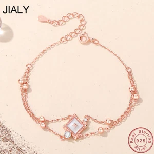 JIALY European AAA CZ Rose Star Wishes S925 Sterling Silver Bracelet For Women - Picture 1 of 6