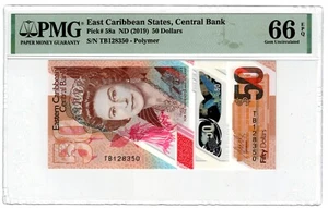 Billete de 50 dólares del Caribe Oriental 2021 UNC P58a Reina Isabel II PMG - Imagen 1 de 2