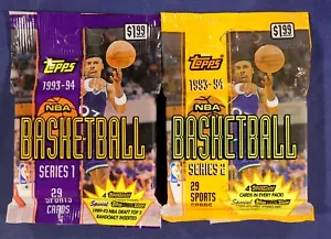 1993-94 Topps Sealed Jumbo Pack lot/2 Series 1 & 2 Basketball 29 Cards 4 Gold ea - Bild 1 von 2
