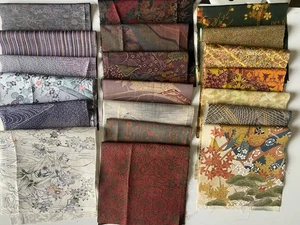 20pc Vtg Japanese Kimono Silk Fabric Remnants Lot Patchwork Craft Japan, 933 - Picture 1 of 7